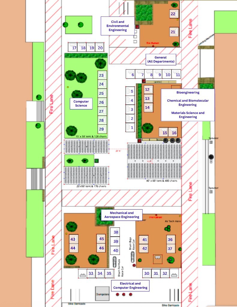 Court of Sciences Community Expo floor plan with numbered tables